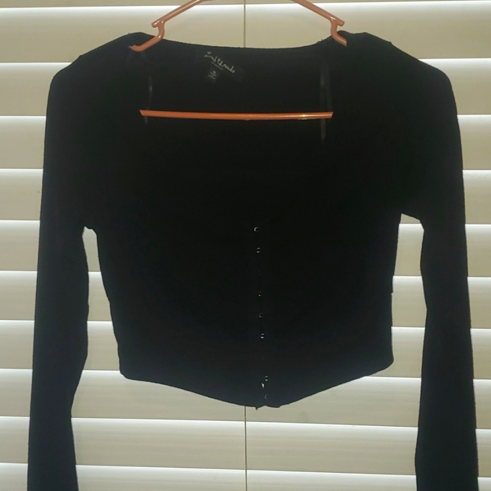 Black Longsleeve Crop Top with corset cut